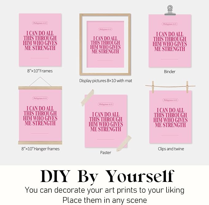 Locomiss Pink Christian Wall Art Decor Posters, Modern Bible Verse Prints - Image 6
