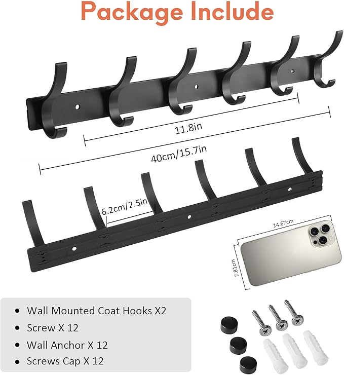 Optish Coat Rack Wall Mount, Wall Hooks - Image 2