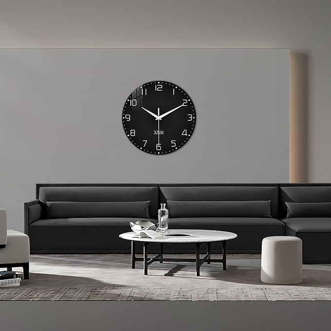 XNM Black Wall Clock Round 24 Inch Battery Operated Silent Wall Clock - Image 3