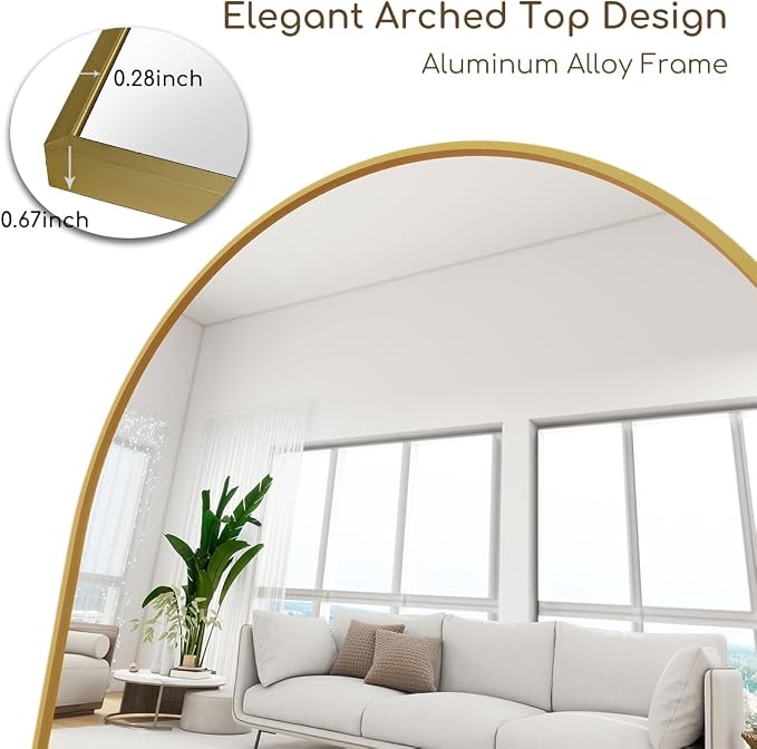 Prywot Arched Floor Mirror, 57 "x 20" Full Length Mirror Wall Mirrors Hanging - Image 7