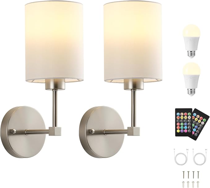 Battery Operated Wall Sconce Set of Two, Wireless Rechargeable Wall Light - Image 9
