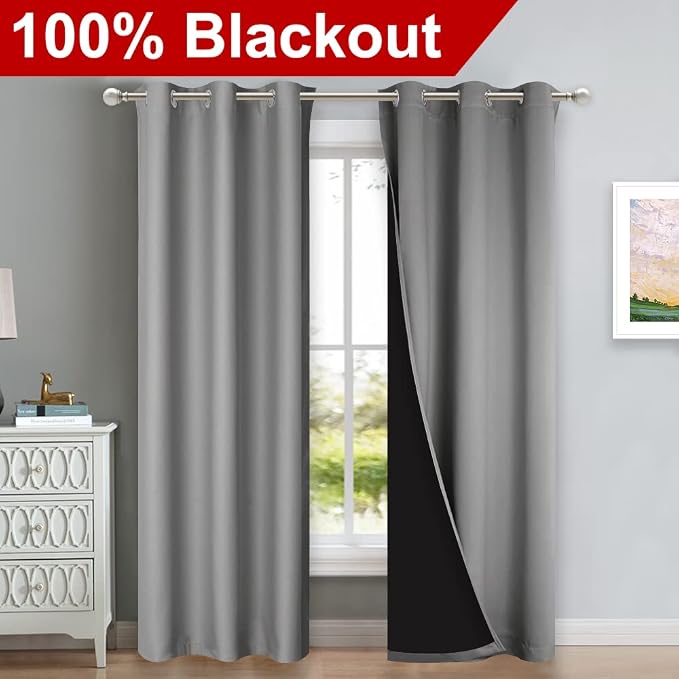 NICETOWN Blackout Curtains 80 inches Long, Full Light Blocking Drapes - Image 2