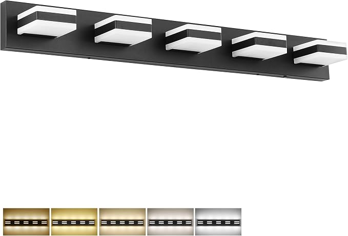 SOLFART Black Vanity Lights for Bathroom, 5 Color Temperature Bathroom Light by SOLFART