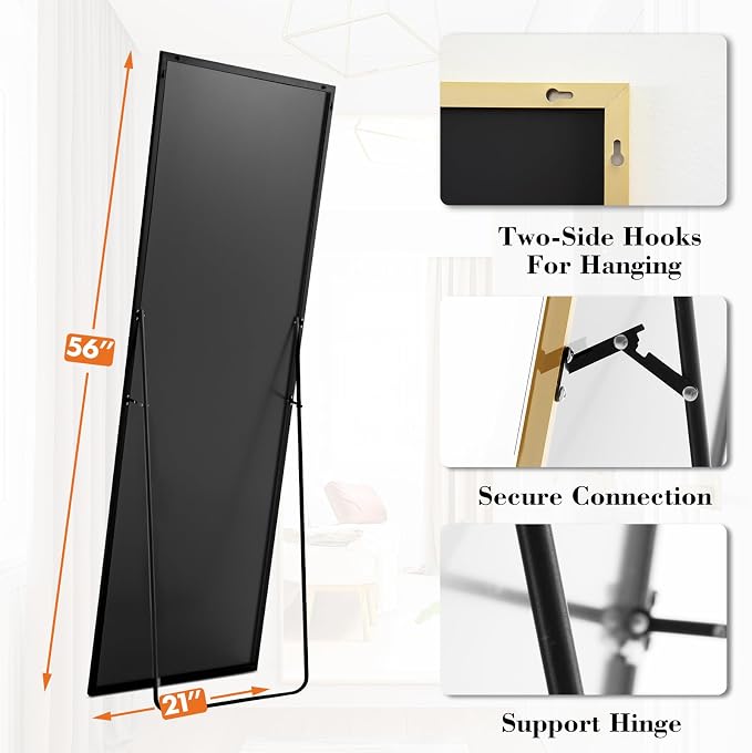 Sweetcrispy 56"x21" Full Length Mirror, Leaning or Standing Full Body Mirror - Image 5