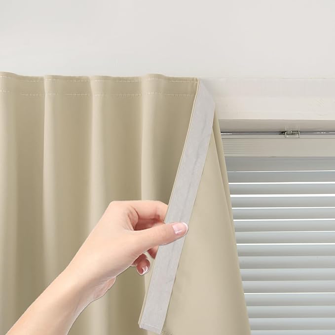 Portable Light Blocking Curtains Self-Stick Design, Removable Adhesive Window by Sovtfides