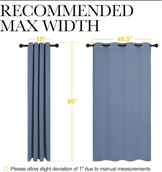 NICETOWN Stone Blue Room Darkening Curtain Panels 86" Length - Image 7