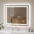 USHOWER LED Bathroom Mirror 40x32 Inch Tempered Glass by USHOWER