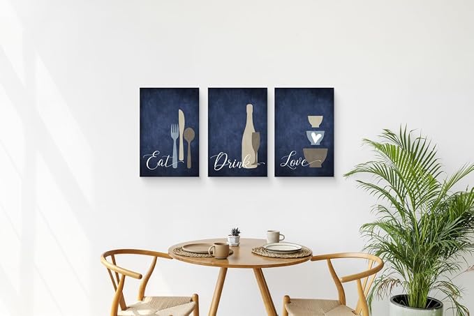 GUBIYU Kitchen Wall Art Set of 3, Rustic Farmhouse Decor, Eat Drink Love Sign - Image 6