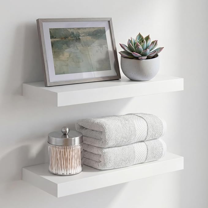 Homeforia White Floating Shelves 16 inch, High End Solid Real Wood 16inch by Homeforia