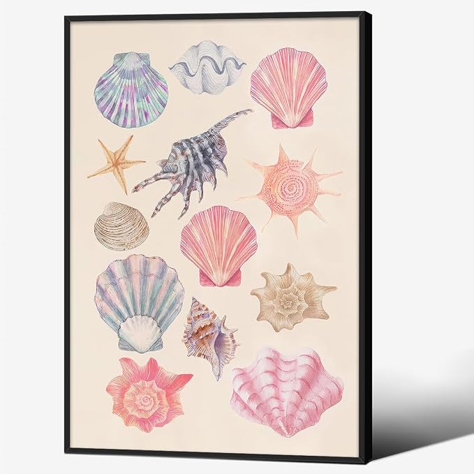 Pink Shell Posters Funky Coastal Cowgirl Wall Art Vintage Beach House by Unknown