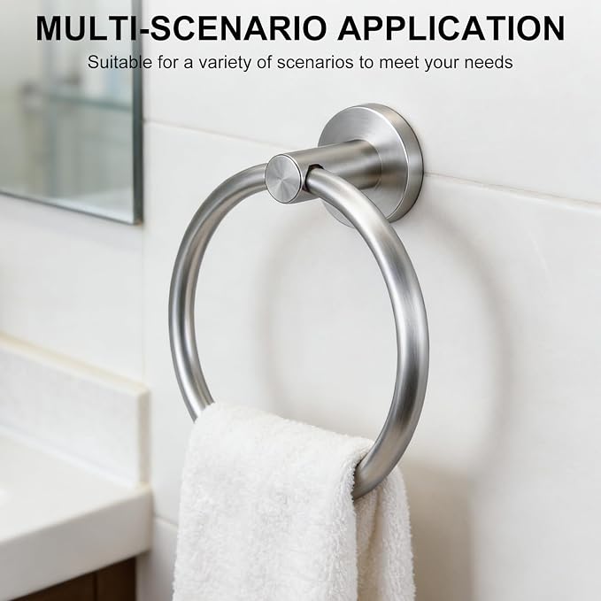 SetSail Towel Holder for Bathroom Wall Silver Towel Ring Stainless Steel Hand - Image 3