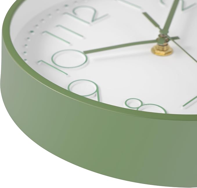 Modern Green Bathroom Wall Clocks 8 Inch Non-Ticking Battery Operated - Image 5