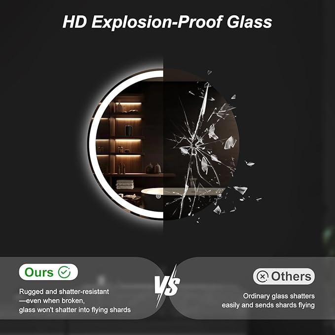 Sweetcrispy 28 Inch Round LED Bathroom Mirror - Image 3