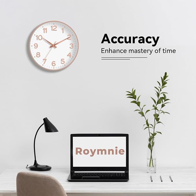 Roymnie Wall Clock, Silent Wall Clocks Battery Operated 8 Inch-Modern Non - Image 4
