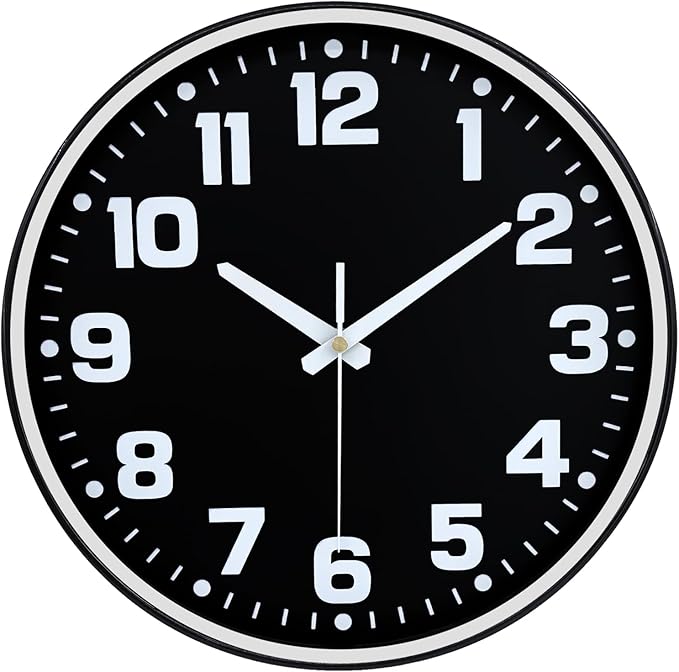 Modern Silent Wall Clock, 12 Inch Non-Ticking Battery Operated Clock, Round by MABPEDO