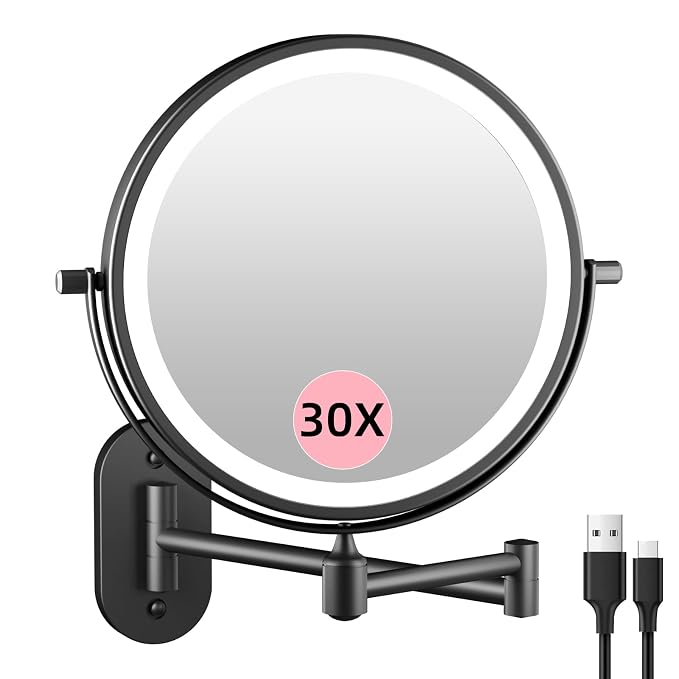 FUNTOUCH 5000mAh Rechargeable Wall Mounted Lighted Makeup Vanity Mirror by FUNTOUCH