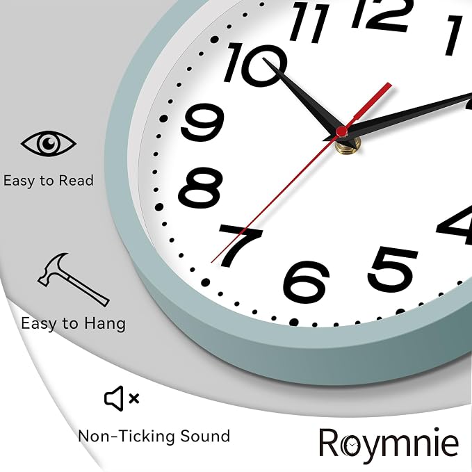 Roymnie Wall Clock Silent Non-Ticking Modern Clock Battery Operated 8 Inch - Image 6