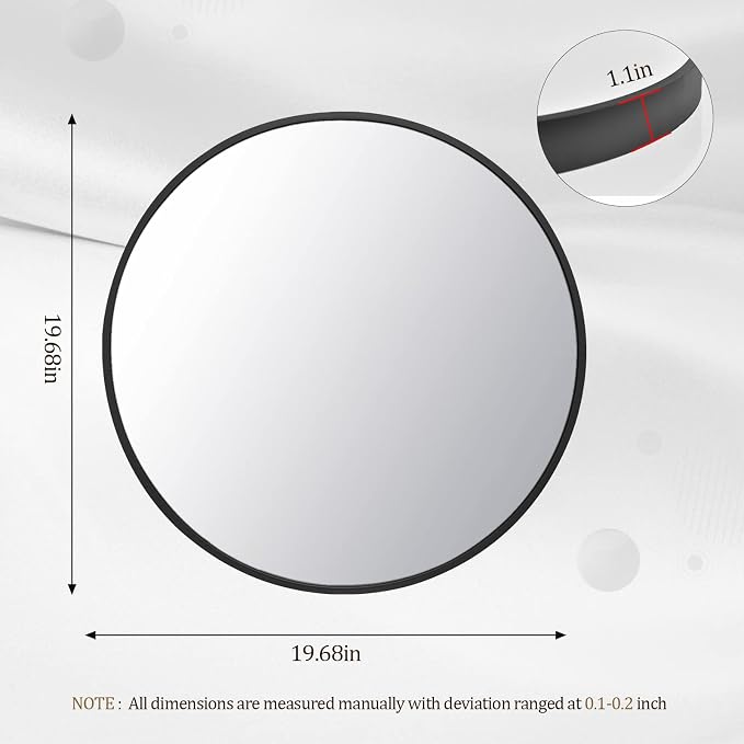 HARRITPURE Round Mirror 19.6" Black Wall Mounted Circle Mirror - Image 5