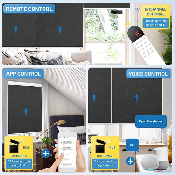 Motorized Blinds with Remote, Cordless Smart Blinds with Valance Cover - Image 5