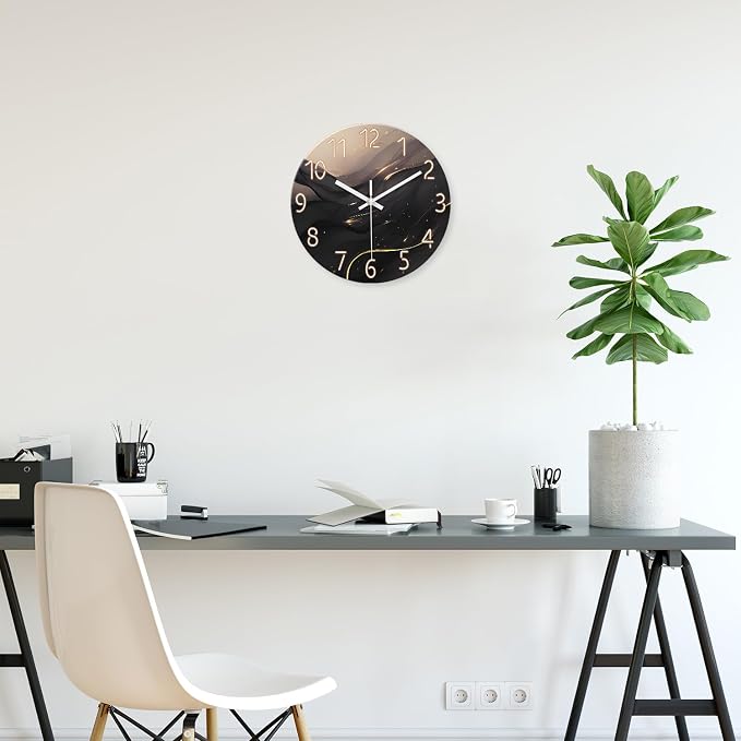 Black and Gold Wall Clocks Battery Operated 14 Inch Wall Clock Silent Non - Image 5