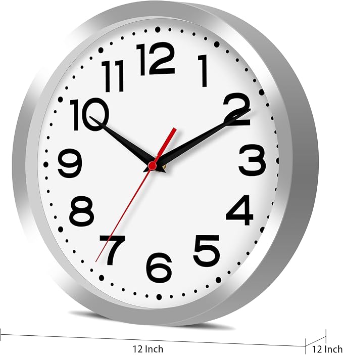 Roymnie Wall Clock Silent Non-Ticking Modern Clock Battery Operated 12 Inch - Image 3