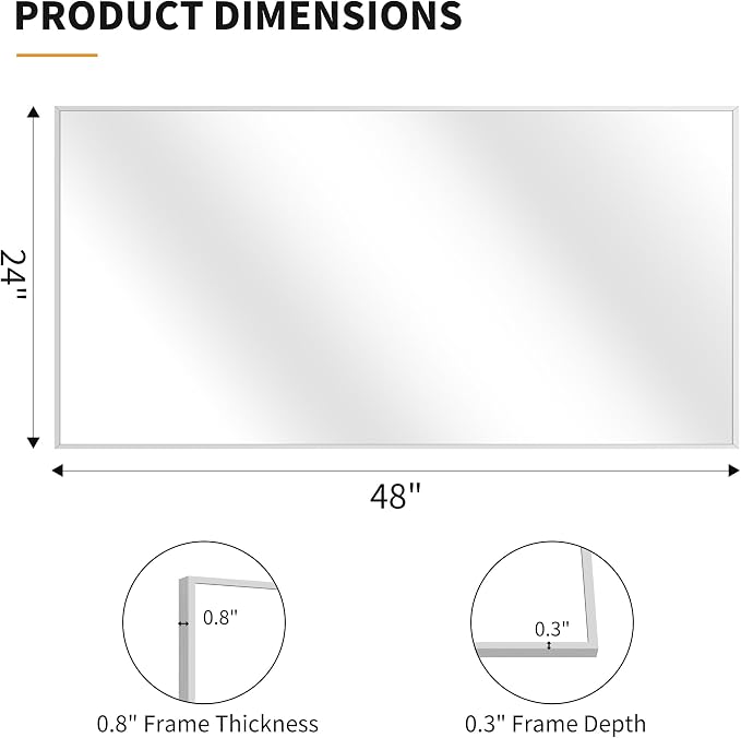 KOCUUY Silver Bathroom Mirror, HD Tempered Glass, Anti-Rust Brushed Silver Frame - Image 8