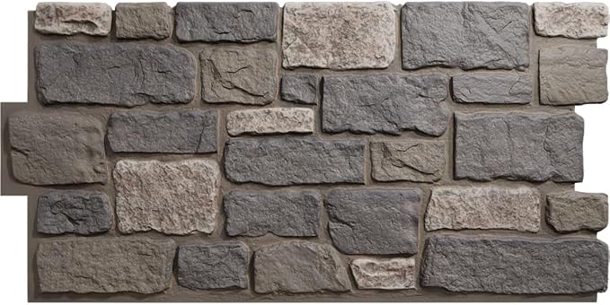 EverStone Cobblestone Faux Stone Panel, Midnight Granite Color by EkenaMillwork