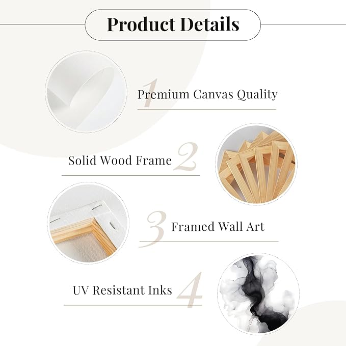 Black White Abstract Wall Art Decor Set of 3 Modern Wall Art Minimalist Canvas - Image 7