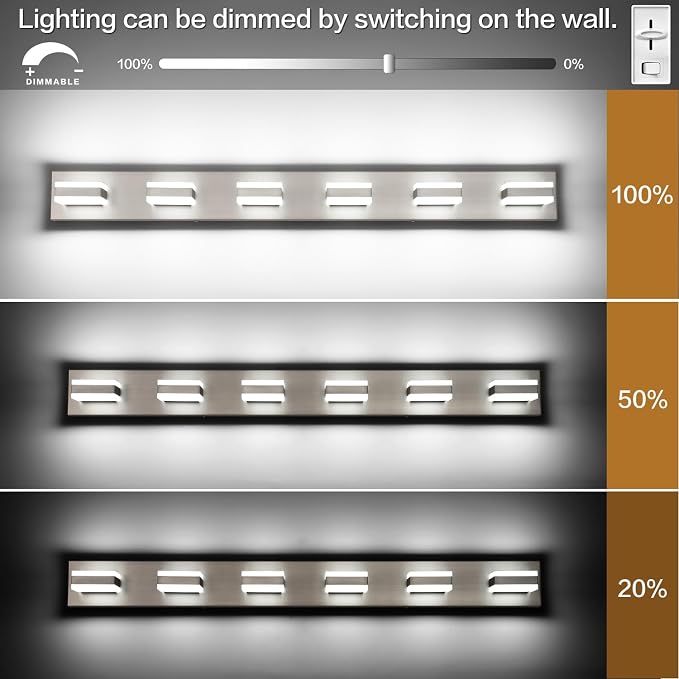 SOLFART LED Modern Bathroom Vanity Lights Over Mirror Fixture Brushed Nickel - Image 2