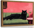 Cute Black Cat With Martini Wall Art Funny Animal Wall Decor Quirky Whimsical by WARTHZwallart