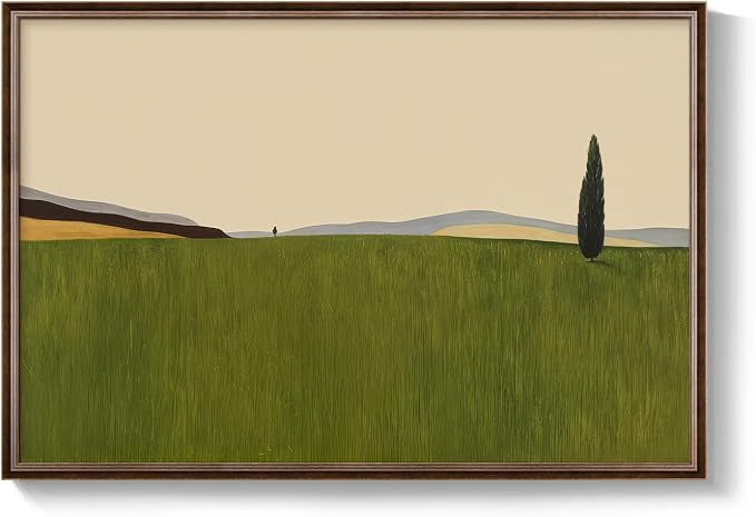 Vintage Framed Green Abstract Landscape Wall Art, Modern Sage Green Canvas - Image 8