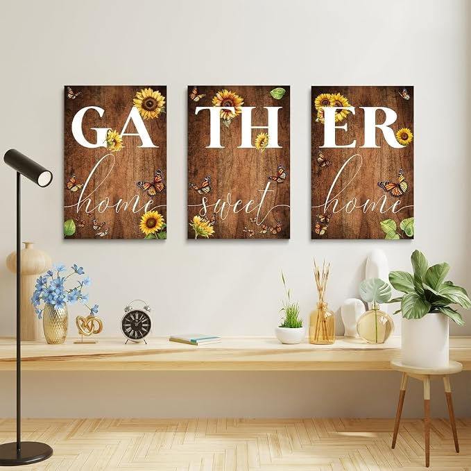 GUBIYU Farmhouse Dining Room Wall Art Gather Signs - Image 4