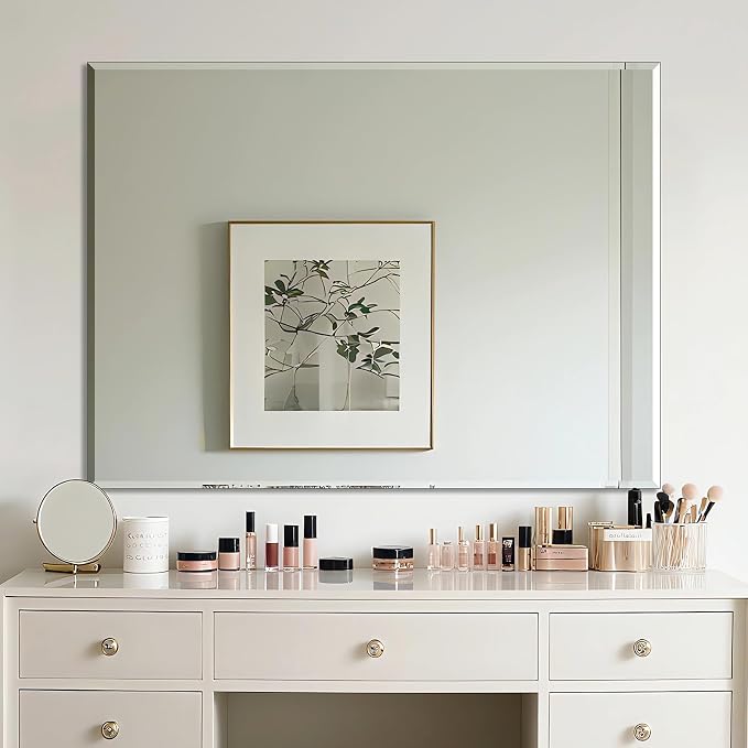 Ruomeng Frameless Mirror for Wall, 48x36 Inch Bathroom Vanity Mirror Farmhouse - Image 8