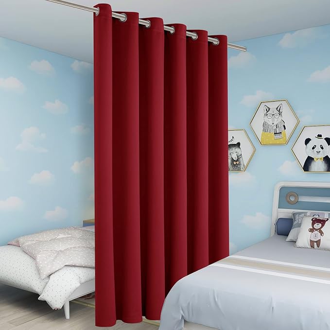 BONZER Wide Room Divider Blackout Curtain Total Privacy Wall Room Darkening - Image 5