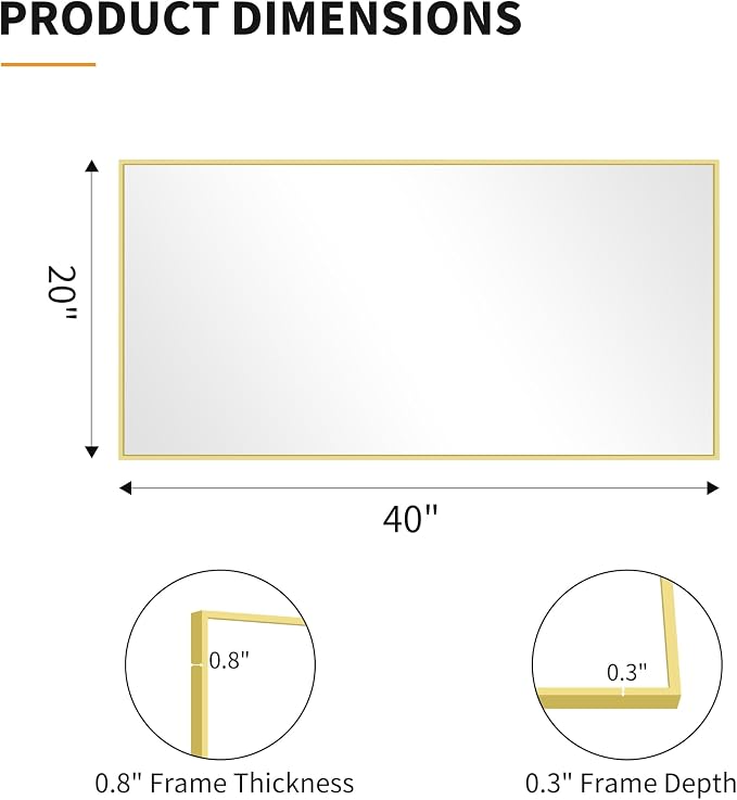 KOCUUY Gold Bathroom Mirror, HD Tempered Glass, Anti-Rust Frame, Modern Design - Image 8