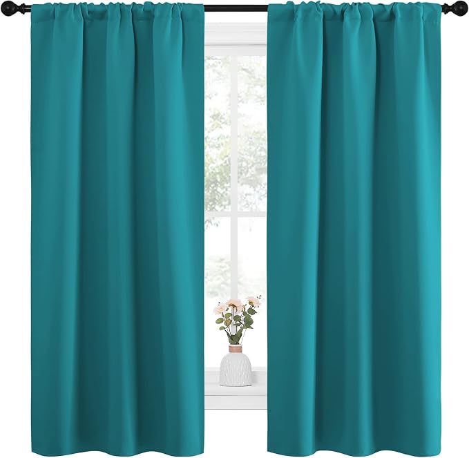 NICETOWN Peacock Blue Blackout Curtains Panels - Image 2