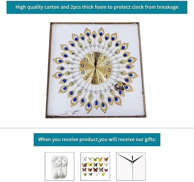 26.4 Inch Gold Large Wall Clock - Image 6