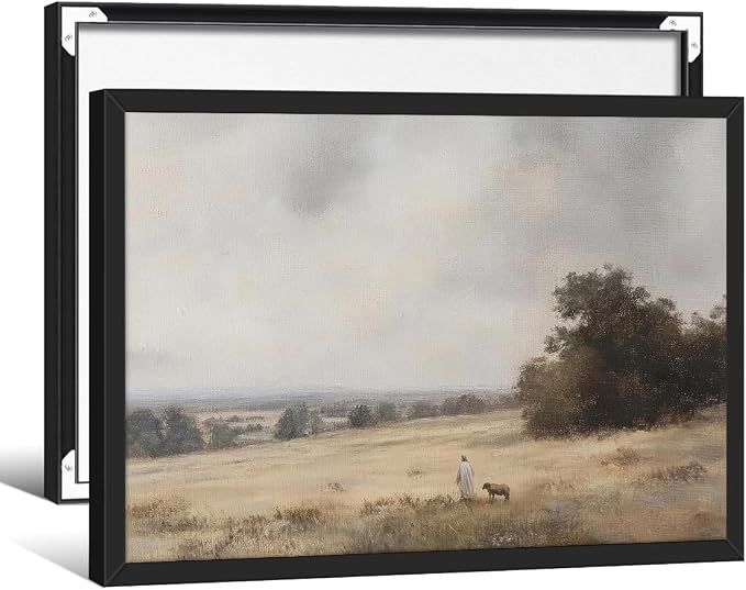 Jesus and Lamb the Lord is My Shepherd Wall Art Jesus Christian Poster 08x10 by rumlud