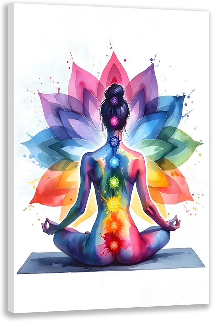GELDSTEI Framed Zen Wall Art, Chakra Yoga Wall Decor, Colorful Meditation by Unknown