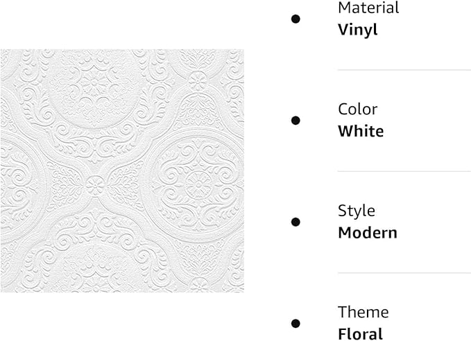 Manhattan Comfort Carter Series Vinyl Textured Paintable Floral Scroll Boarded - Image 4