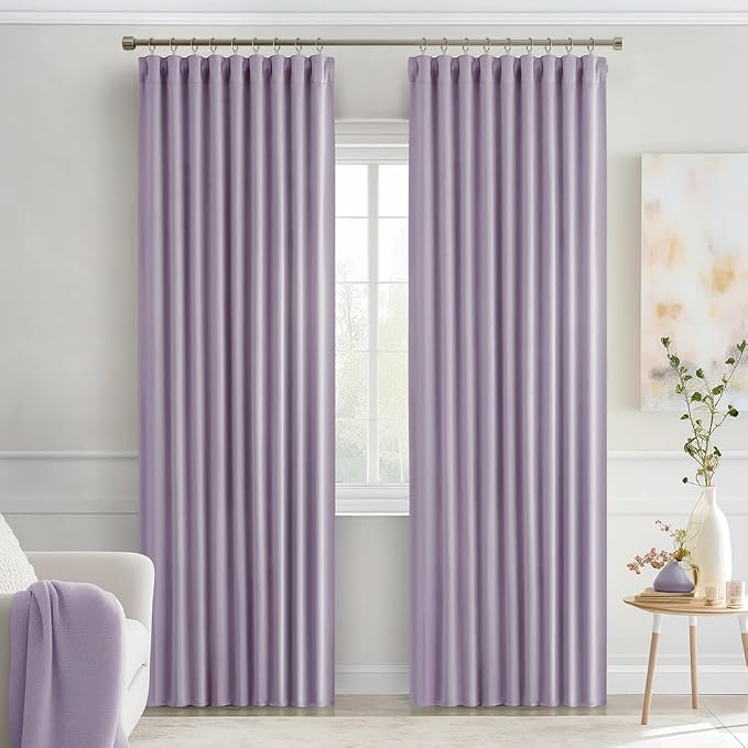 MIULEE Lilac Back Tab Blackout Curtains 90 Inches Long 2 Panels Set - Image 9