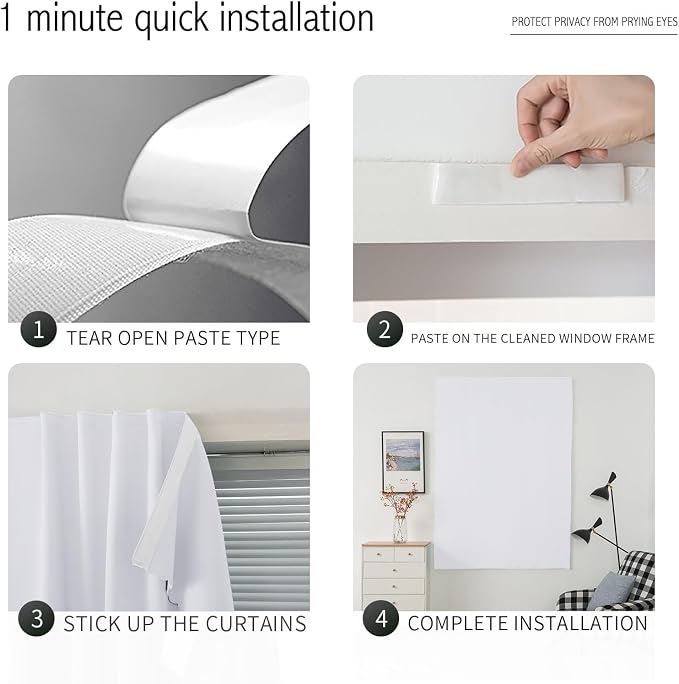 Portable Light Blocking Curtains Self-Stick Design, Removable Adhesive Window - Image 4