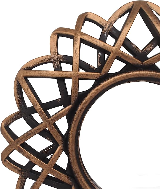 Retro Gold Mirrors for Wall Pack of 3. Geometric Lines Round Mirrors. More - Image 7