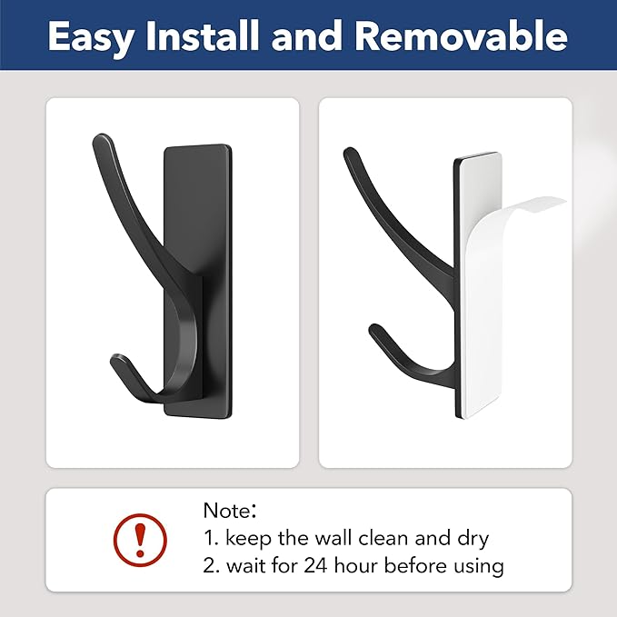 pickpiff 10 Pack Matt Black Self Adhesive Coat Hooks - Image 4