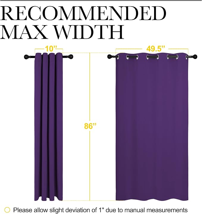 NICETOWN Purple Blackout Curtains 86 inches Long, Niose Reducing and Thermal - Image 7