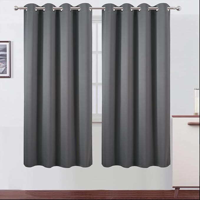 LEMOMO Blackout Curtains 66 x 72 Inch Long Frost Grey Curtains Set of 2 Panels by Lemomo