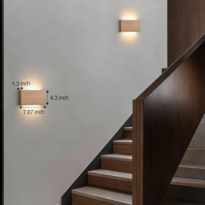 Wood Wall Sconce Indoor Wall Lights Hardwired 2 Pack Up and Down Wall Mount - Image 7