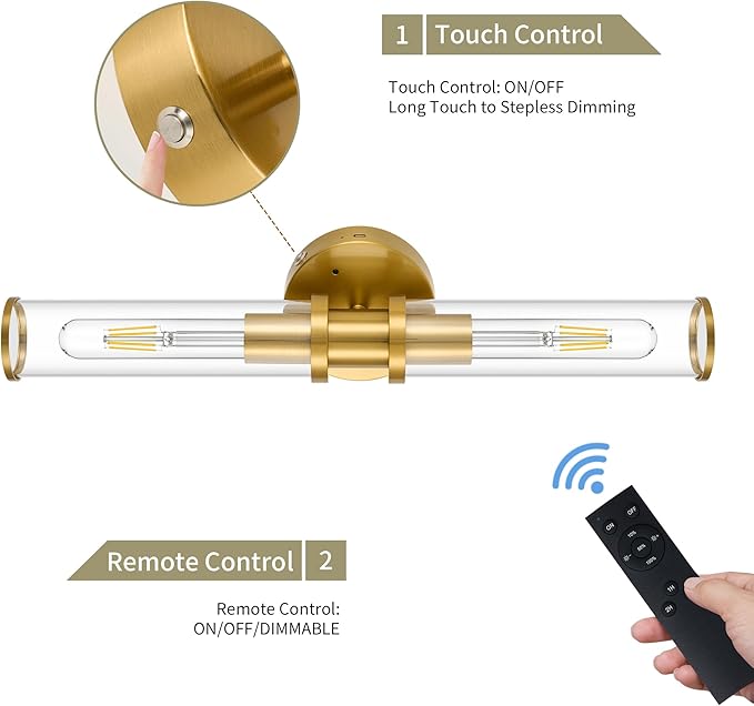 Wireless Wall Sconces with Remote Control, Battery Operated Wall Sconce Set of - Image 4