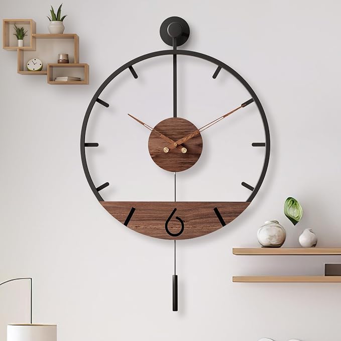 Pytha Sight 34.6×24 Inch Large Modern Decorative Pendulum Wall Clock, Big Metal - Image 6