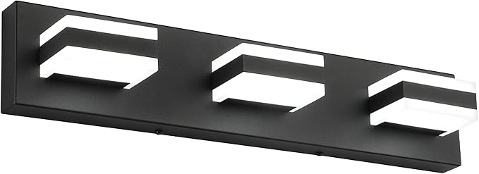 SOLFART LED Black Bathroom Vanity Light Fixtures Over Mirror 3 Lights Bath by SOLFART